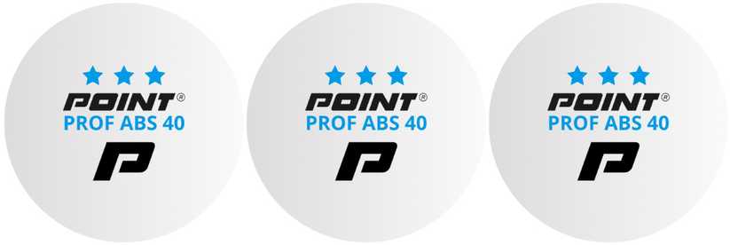 „Point Prof ABS40“ pingpongo kamuoliukai, 3 vnt., balti