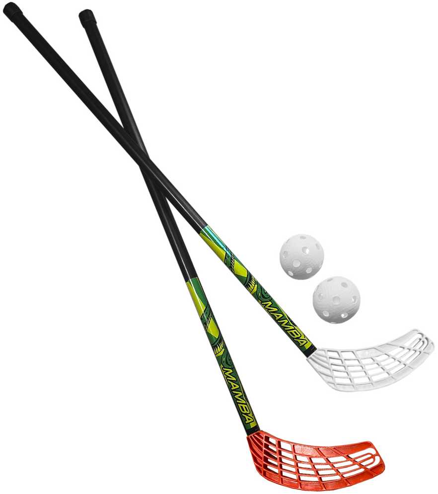 Rinkinys do unihokeja Azetx Mamba Junior 2 kije HDPE proste bez owijki 87 cm+2 piłki Optimus