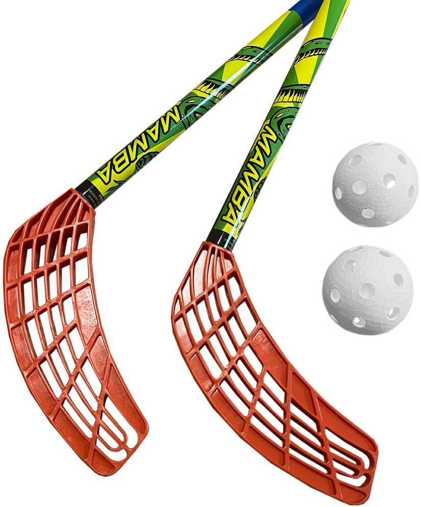 Azetx Mamba Junior grindų riedulio rinkinys, 2 tiesios HDPE lazdos be vyniojimo, 62 cm, 2 Optimus kamuoliukai