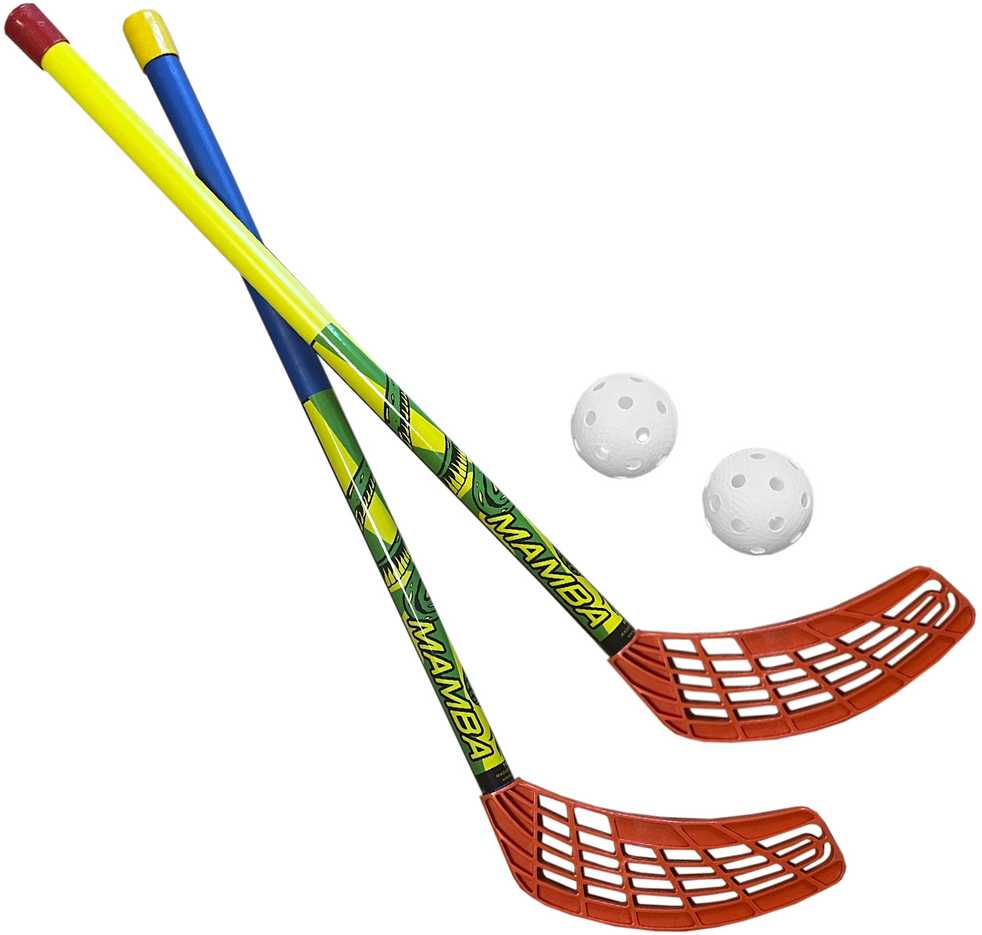 Azetx Mamba Junior grindų riedulio rinkinys, 2 tiesios HDPE lazdos be vyniojimo, 62 cm, 2 Optimus kamuoliukai