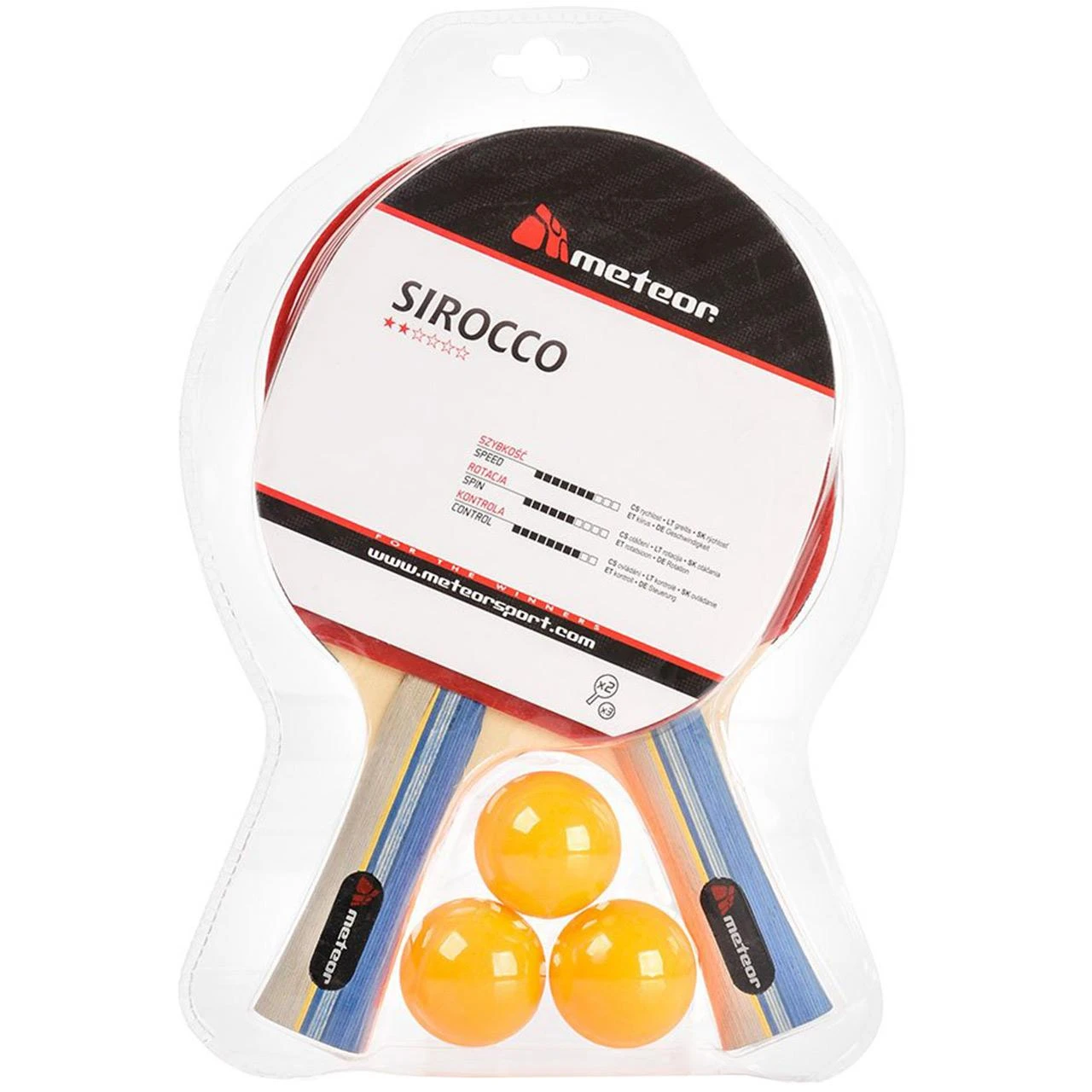 Stalo Teniso Rinkinys METEOR SIROCCO**, 2 Raketės ir 3 Kamuoliukai