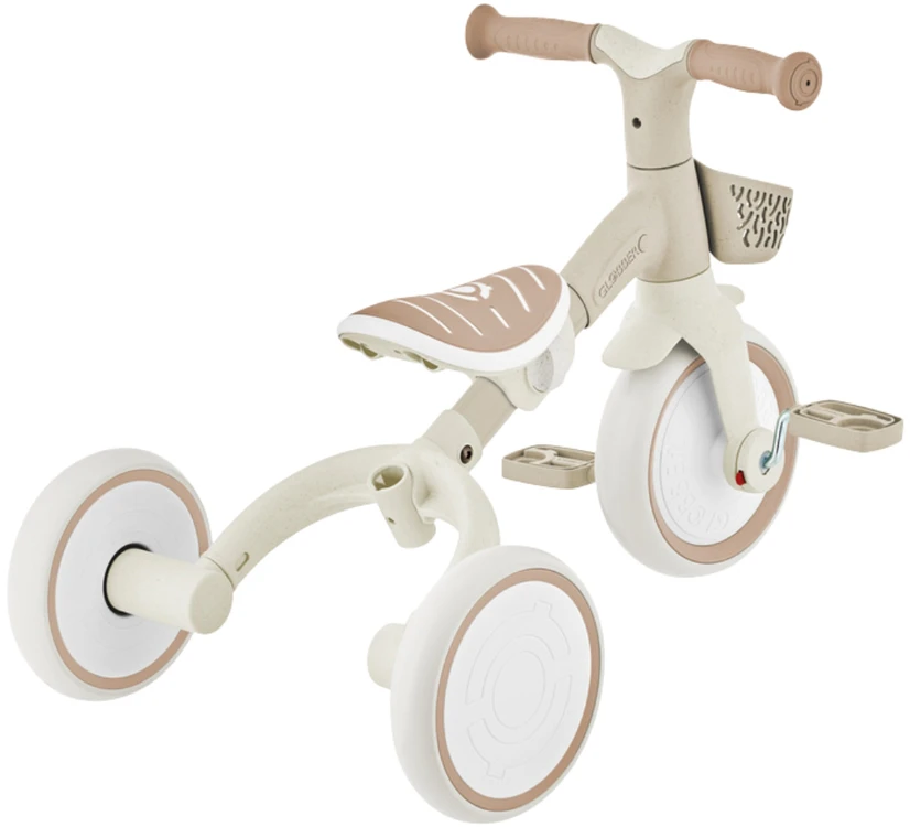 GLOBBER mokomasis triratukas Learning Trike, 3in1 Plus, kokosinis, 738-466