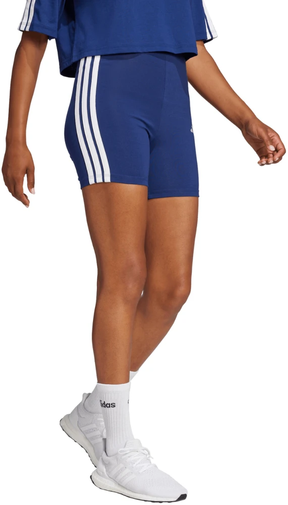 Šortai moterims adidas Essentials 3-Stripes High Waisted Biker mėlyna JE1225 (S)