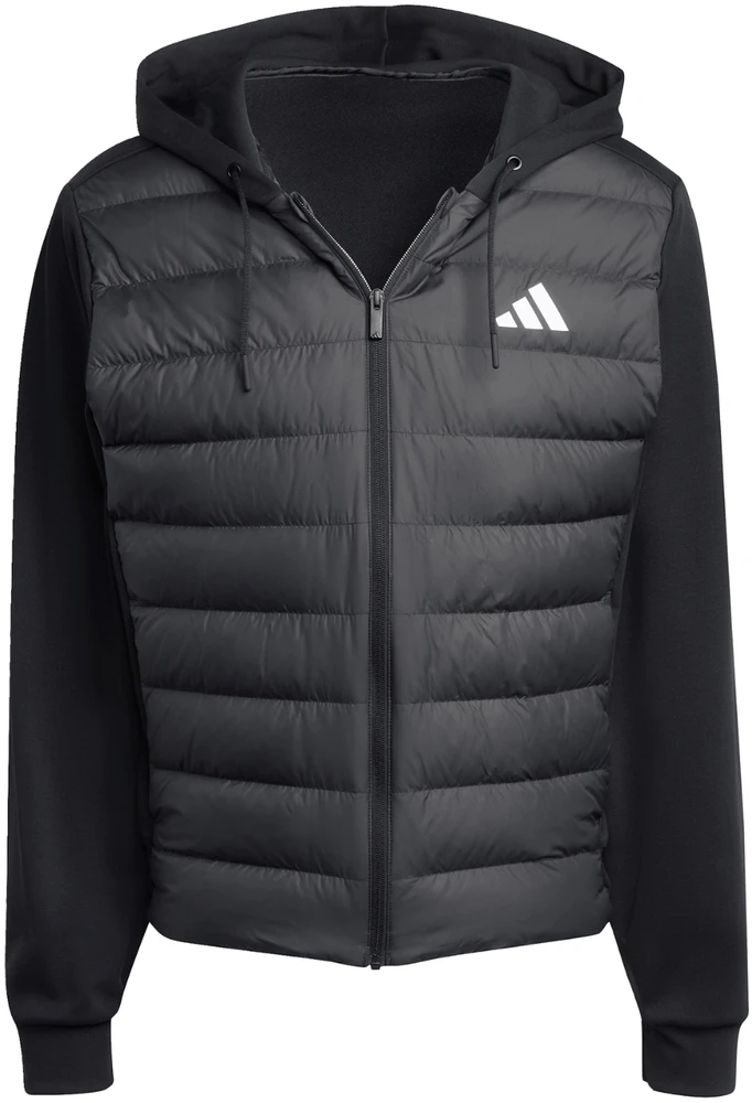 Vyriška adidas Essentials Climawarm hibridinė pūkinė striukė su gobtuvu, juoda KA5251