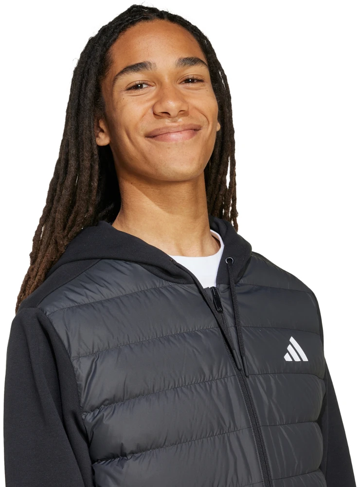 Vyriška adidas Essentials Climawarm hibridinė pūkinė striukė su gobtuvu, juoda KA5251