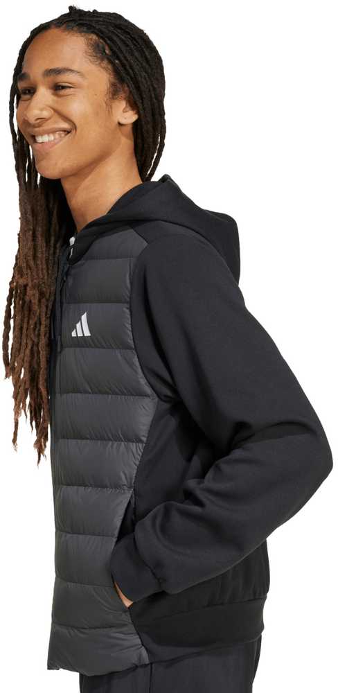 Vyriška adidas Essentials Climawarm hibridinė pūkinė striukė su gobtuvu, juoda KA5251