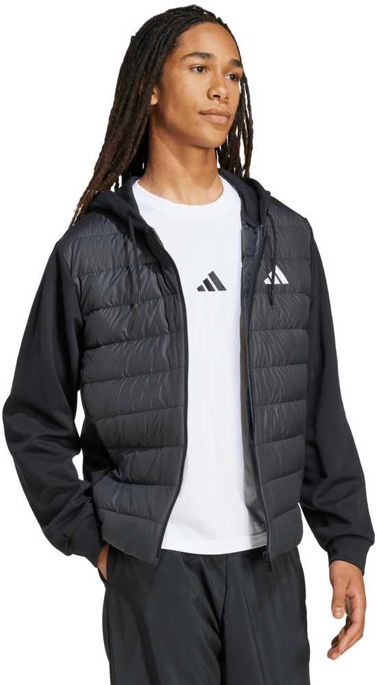 Vyriška adidas Essentials Climawarm hibridinė pūkinė striukė su gobtuvu, juoda KA5251