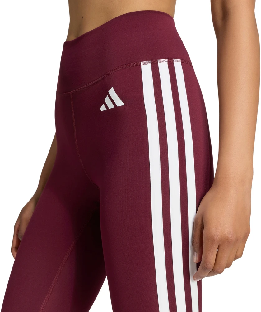Tamprės moterims adidas Optime Essentials Workout 3-Stripes 7/8 bordo spalvos KT3772 (XL)