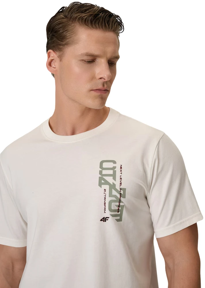 Vyriški marškinėliai 4F M2665 kreminė 4FWSS26TTSHM2665 12S (2XL)