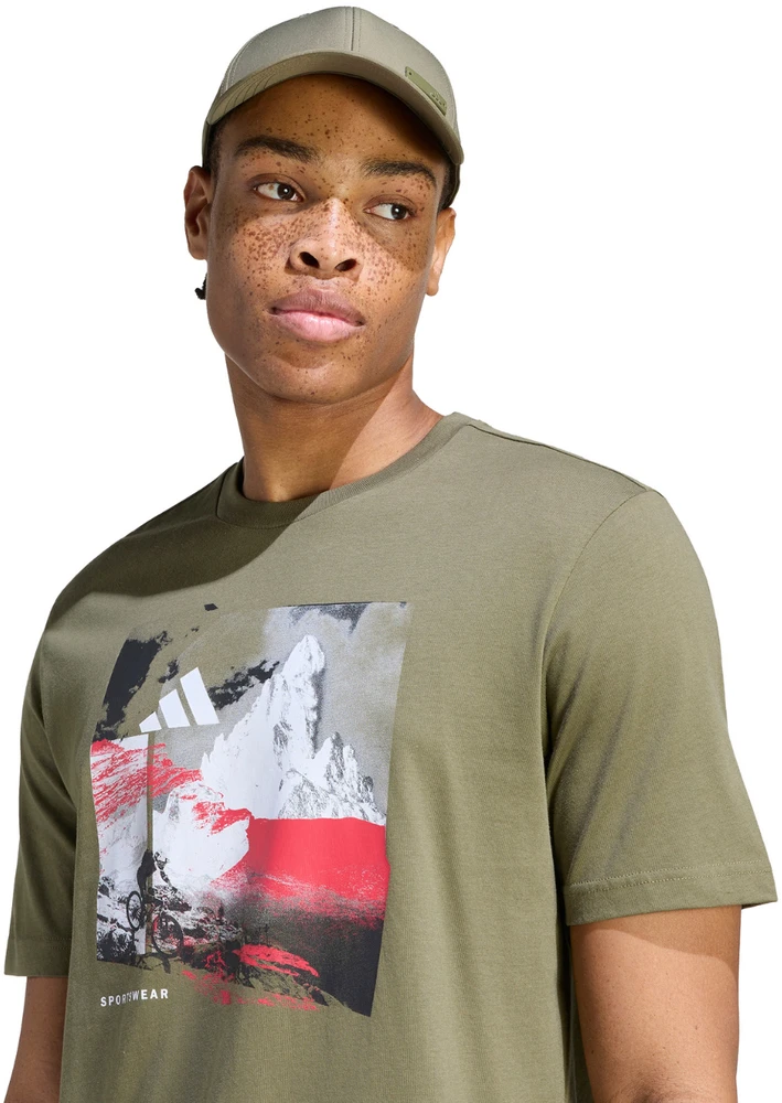 Vyriški marškinėliai adidas Memories of Sport Outdoor Graphic khaki KC7098 (L)