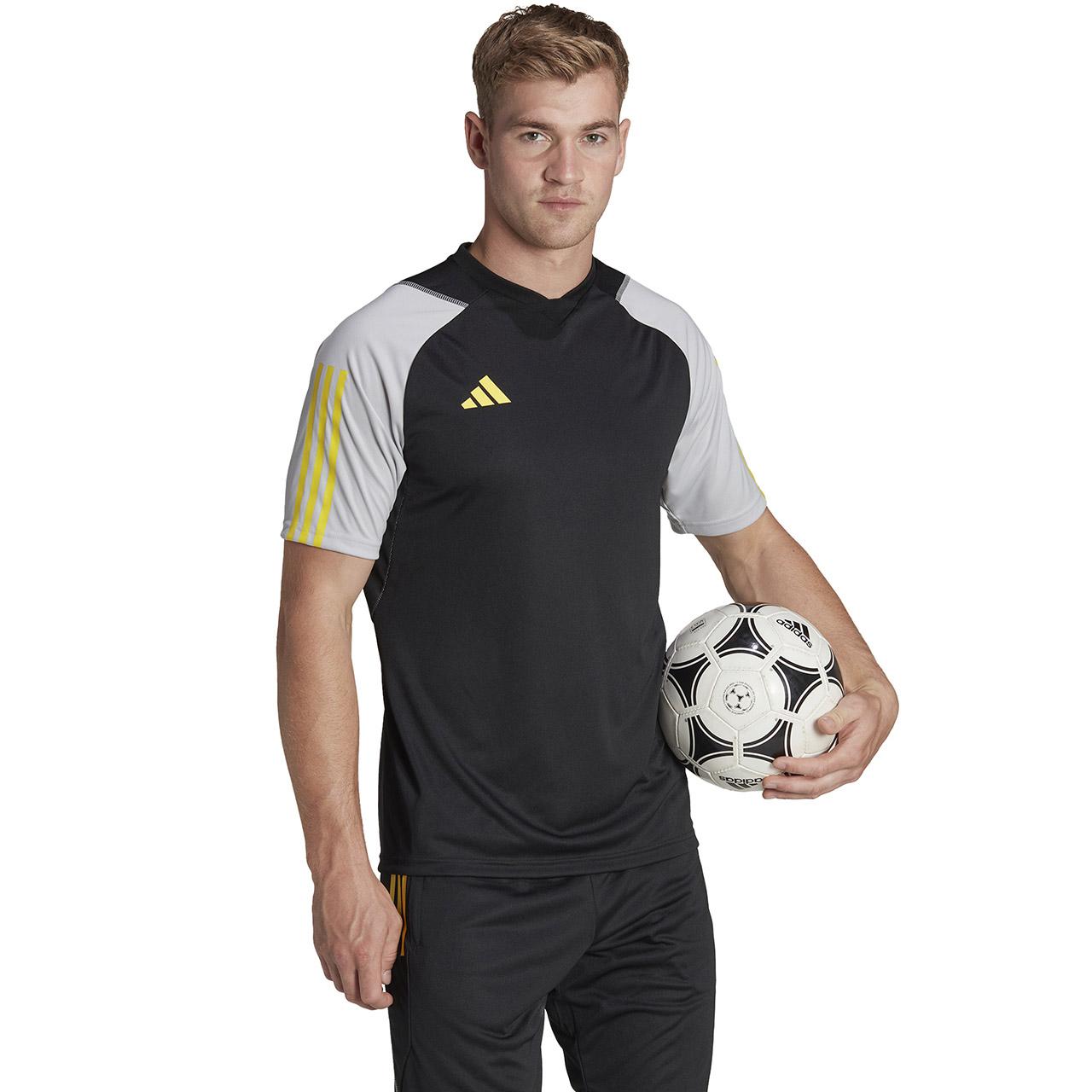 Vyriški marškinėliai Adidas Tiro 23 Competition Jersey juodos ir pilkos spalvos HU1295 (S)