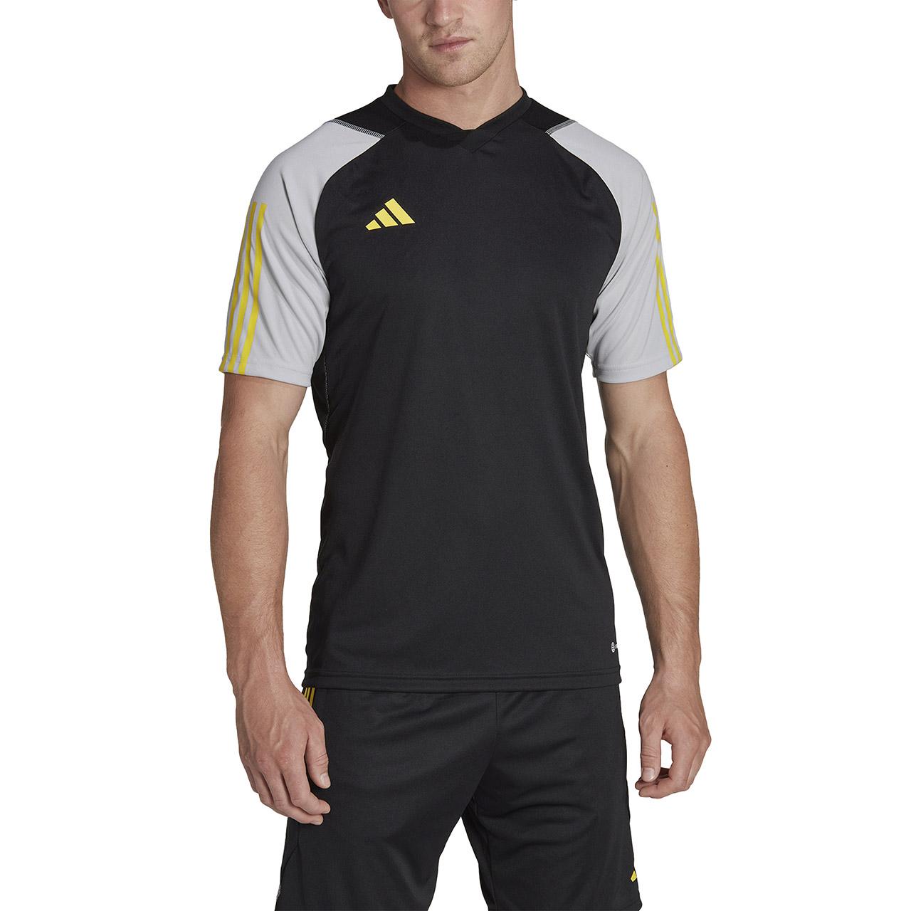 Vyriški marškinėliai Adidas Tiro 23 Competition Jersey juodos ir pilkos spalvos HU1295 (S)