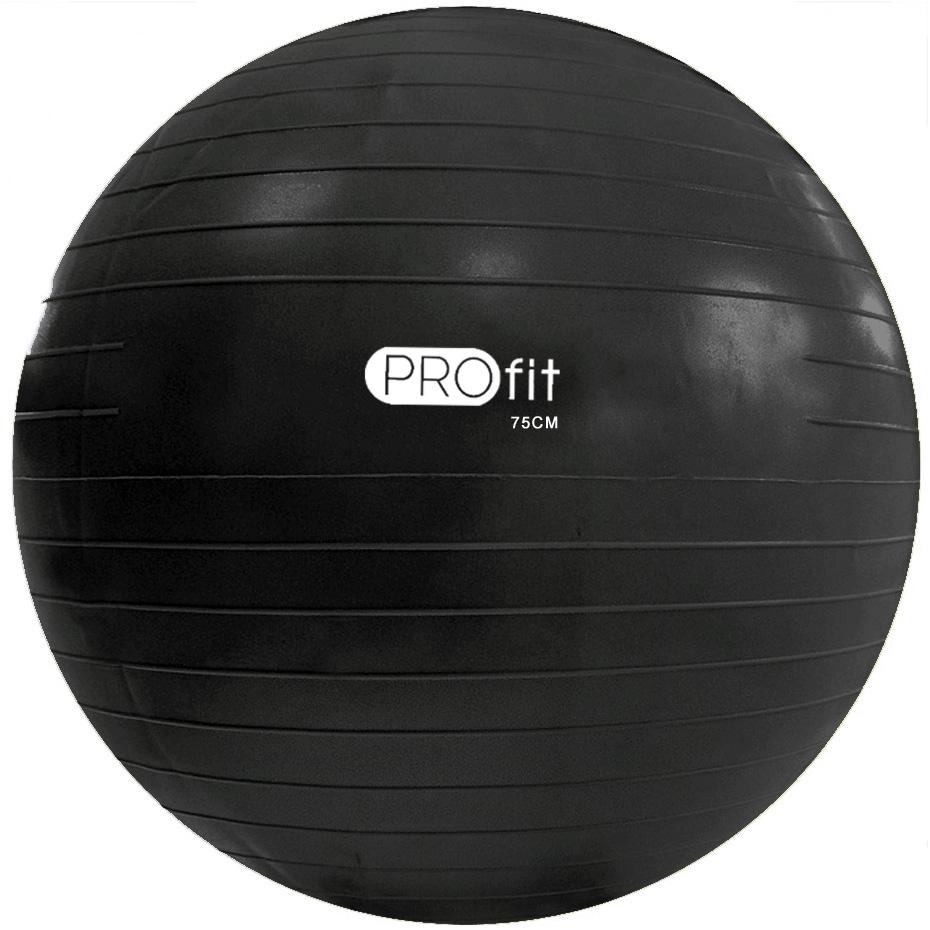 Gimnastikos Kamuolys "Profit" 75 cm Juodas Su Pompa DK 2102