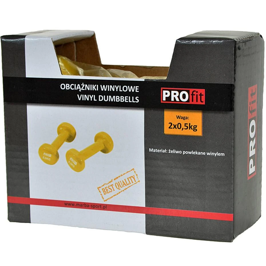 Viniliniai Hanteliai Profit 2 x 0,5kg DK4102, Geltoni