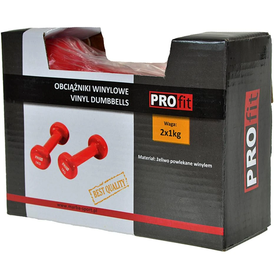 Viniliniai Hanteliai Profit 2x1 kg DK 4102, Raudoni