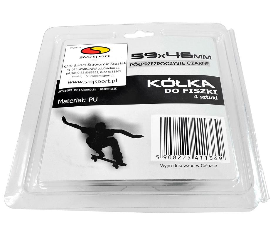Plastikiniai SMJ ratukai riedlentėms 59x46mm /4vnt./ juodi/ skaidrūs