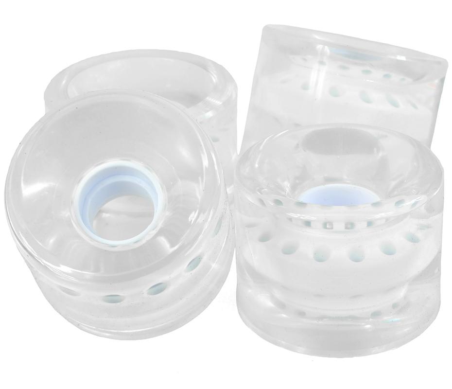 Plastikiniai SMJ ratukai riedlentėms 59x46mm /4vnt./ balti ir skaidrūs