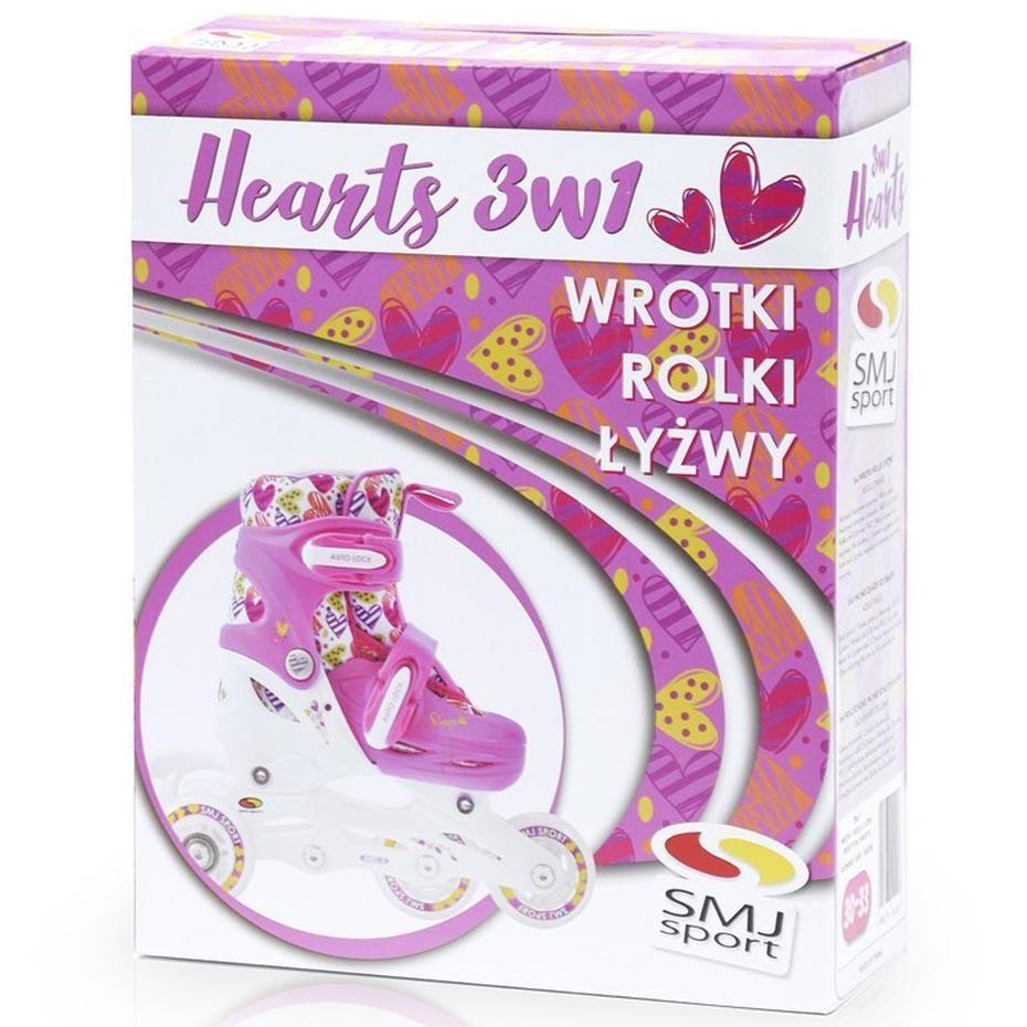 Riedučiai-ritučiai-pačiūžos reguliuojami Smj sport Combo Hearts 3in1 Led Jr HS-TNK-000011510