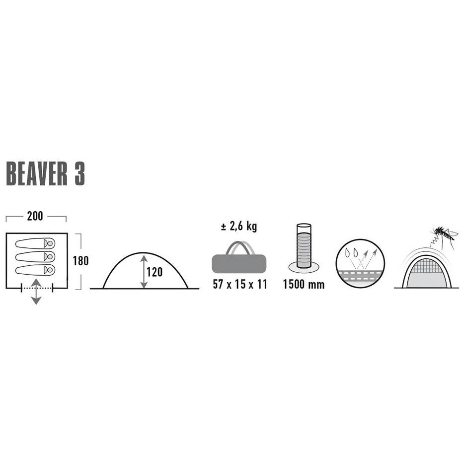 High Peak Aukšta palapinė „Beaver 3 3P“ - 10320