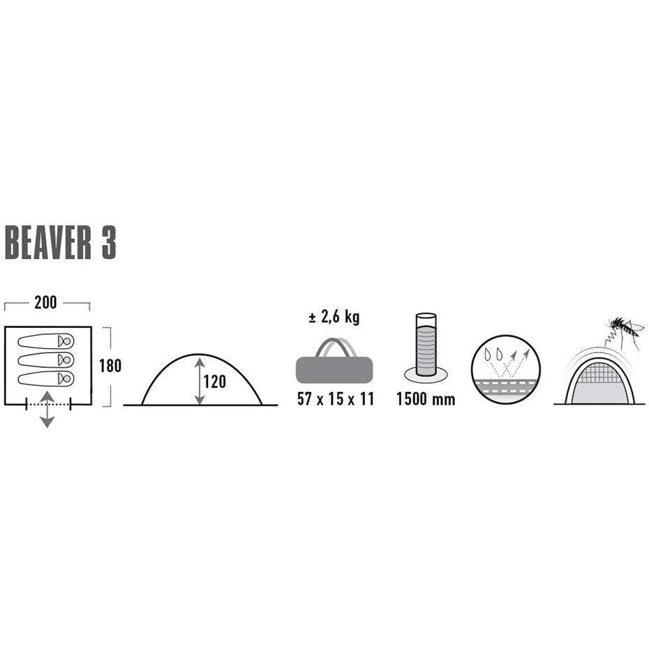 Palapinė High Peak Beaver 3, perlo spalvos (10321)