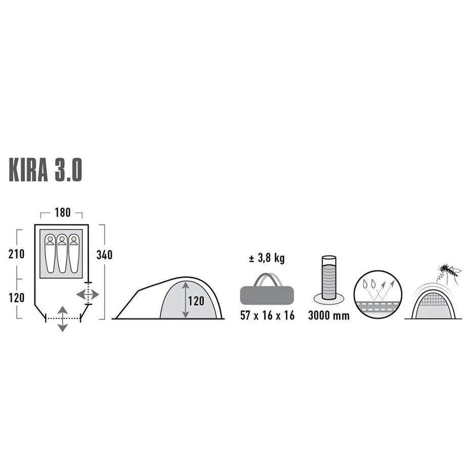 Palapinė High Peak Kira 3 10370, Šviesiai pilka