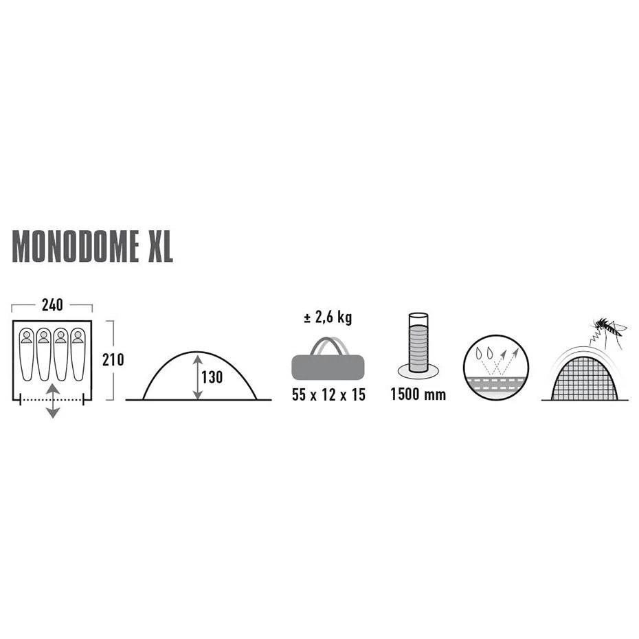 Keturių asmenų juoda palapinė High Peak Monodome XL
