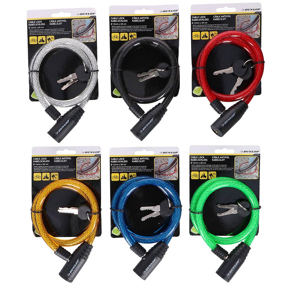 Dunlop Dviračio spiralinis užraktas rakteliu 1,2x65 cm žalias