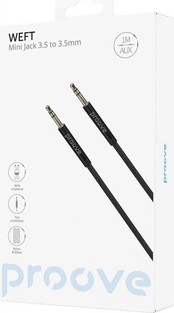 Kabelis PROOVE Jack 3.5mm - Jack 3.5mm 1 m juodas (SB9870)