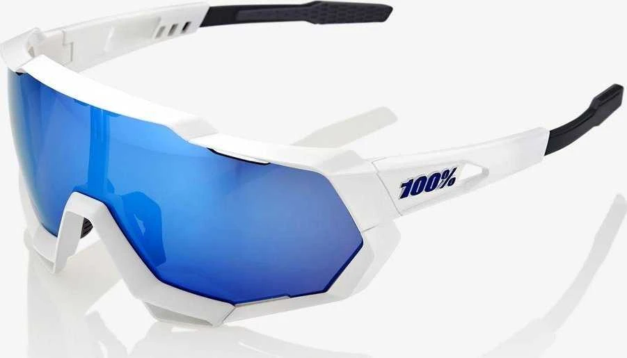 Blue Mėlyna 100% 100% SPEEDTRAP Matte Baltas akiniai - HiPER Mėlyna Multilayer Mirror Lens (Lenses Mėlyna Multilayer Multilayers LT 13% + Clear Lenses LT 93%) (NAUJIENA 2021)