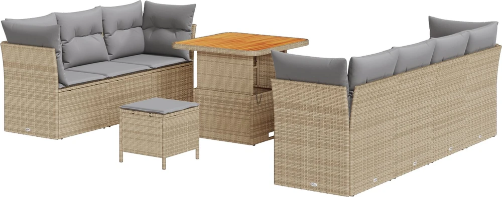 Sodo Sofų Rinkinys 10 pcs smėlio ir šviesiai pilkos spalvos