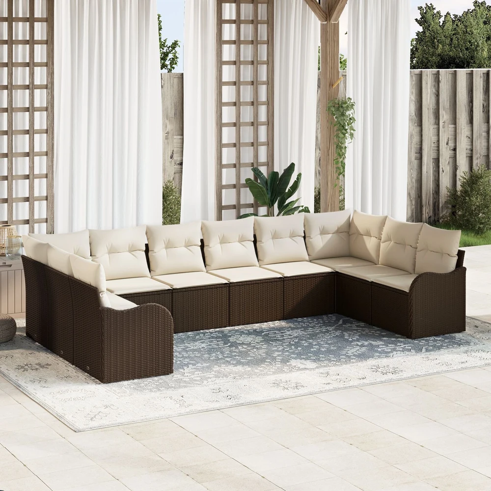 Sodo Sofų Rinkinys Ruda 344 x 177,5 x 85 cm poliratanas