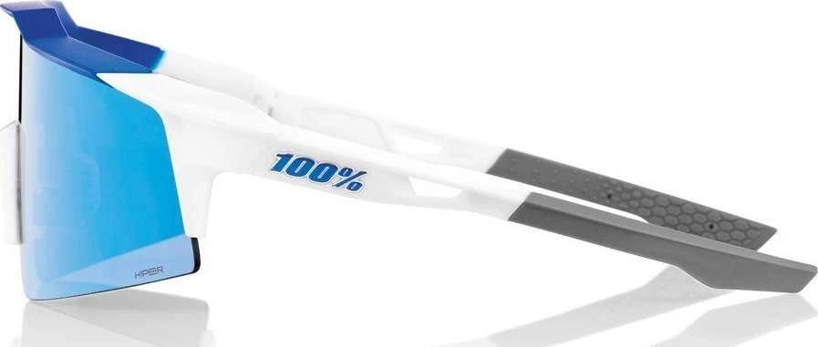 100% Akiniai 100% SPEEDCRAFT SL Matte Baltas/Metallic Mėlyna - HiPER Mėlyna Multilayer Mirror Lens (Mėlyni veidrodiniai daugiasluoksniai stiklai LT 15% + Skaidrūs stiklai LT 93%)