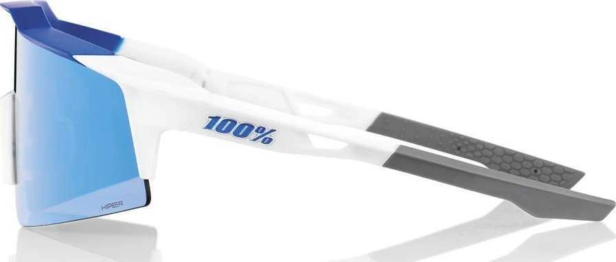 100% Akiniai 100% SPEEDCRAFT SL Matte Baltas/Metallic Mėlyna - HiPER Mėlyna Multilayer Mirror Lens (Mėlyni veidrodiniai daugiasluoksniai stiklai LT 15% + Skaidrūs stiklai LT 93%)