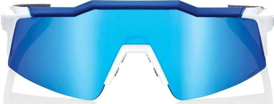 100% Akiniai 100% SPEEDCRAFT SL Matte Baltas/Metallic Mėlyna - HiPER Mėlyna Multilayer Mirror Lens (Mėlyni veidrodiniai daugiasluoksniai stiklai LT 15% + Skaidrūs stiklai LT 93%)
