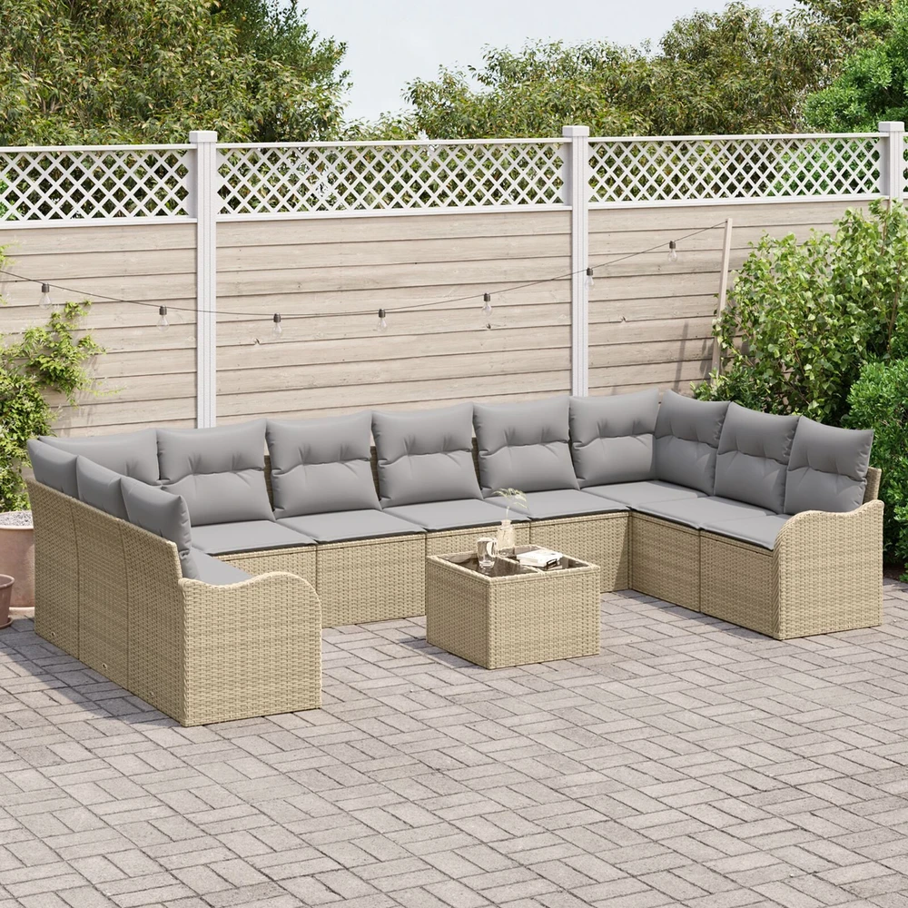 Lauko baldų komplektas Sodo Sofų Rinkinys Smėlio 55 x 55 x 37 cm poliratanas