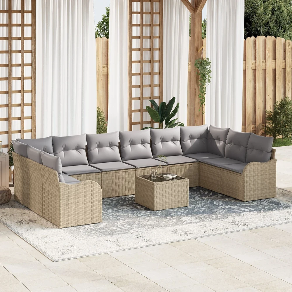 Lauko baldų komplektas Sodo Sofų Rinkinys Smėlio 55 x 55 x 37 cm poliratanas
