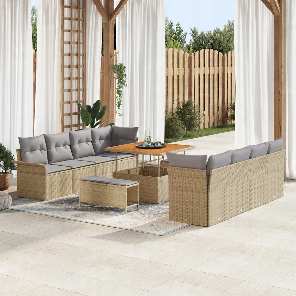 Sodo Sofų Rinkinys 11 vnt. Smėlio poliratanas