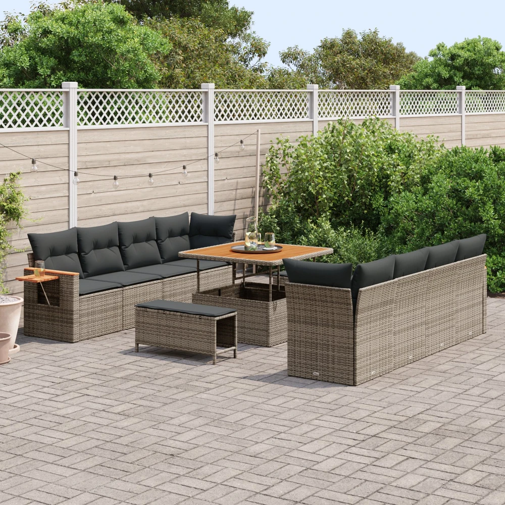 Sodo Sofų Rinkinys 11 vnt. 11-Vietų skaičius Pilka