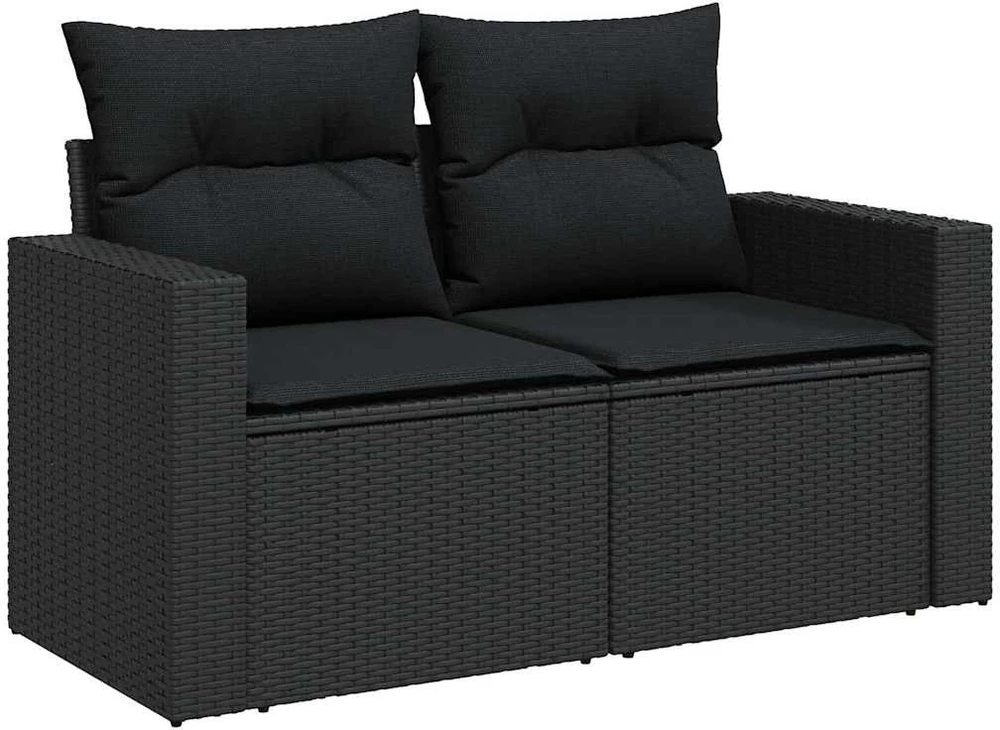 Lauko baldų komplektas Sodo Sofų Rinkinys 12 vnt. Juoda poliratanas