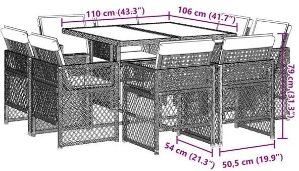 Lauko baldų komplektas Sodo komplektas su pagalvėlėmis, 13 dalių, juodas, poliratanas