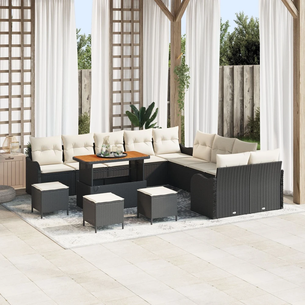 Lauko baldų komplektas Sodo Sofų Rinkinys 13 vnt. Juoda poliratanas