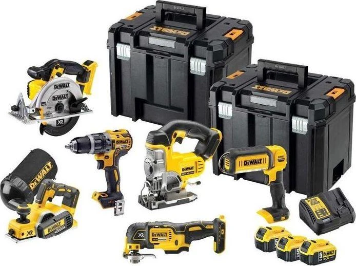 Įrankių rinkinys Dewalt DCK654P3T (DCD796 + DCF887 + DCG412 + DCS355 + DCS391 + DCB273); 18 V; 3x5,0 Ah akum.
