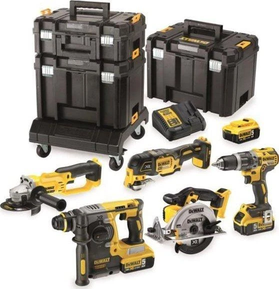 Įrankių rinkinys Dewalt DCK654P3T (DCD796 + DCF887 + DCG412 + DCS355 + DCS391 + DCB273); 18 V; 3x5,0 Ah akum.