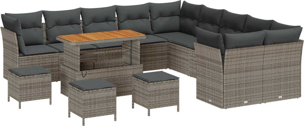Sofa Sodo Sofų Rinkinys 14 vnt. Pilka poliratanas