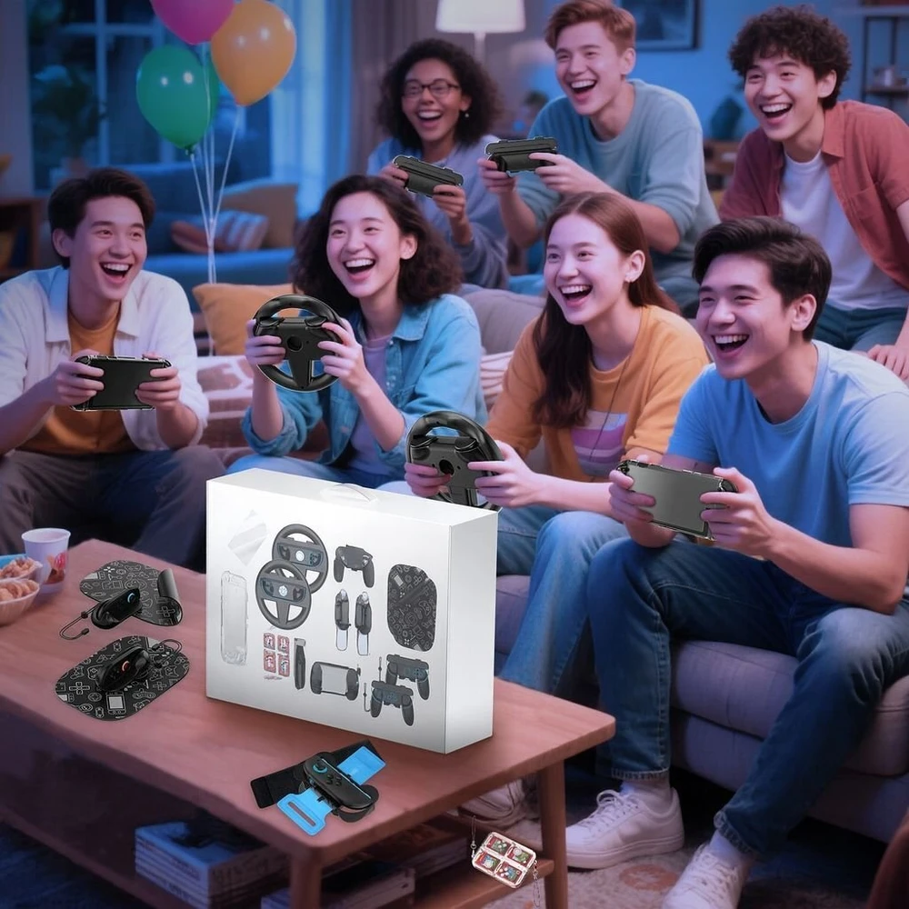 JYS Rinkinys 14 viename Aksesuarai Laikikliai Dėklas Įkroviklis Stovas Nintendo Switch 2 JYS-NS2317 (SB11073)