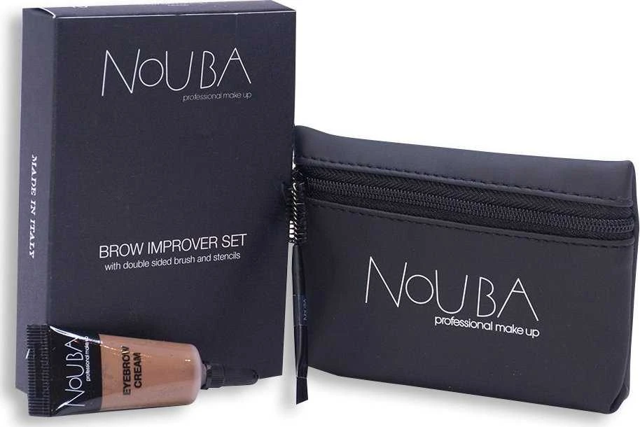 15 „Nouba“ rinkinys: „Nouba“ antakiai + „Nouba“ antakių gelis, 7 ml + tekstilinė makiažo dėžutė (Juodas)
