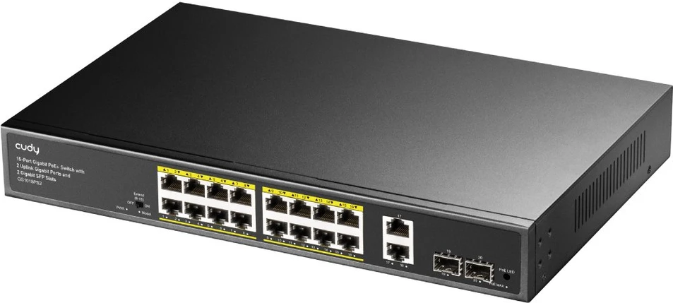 Šakotuvas 18 prievadų komutatorius CUDY GS1018PS2