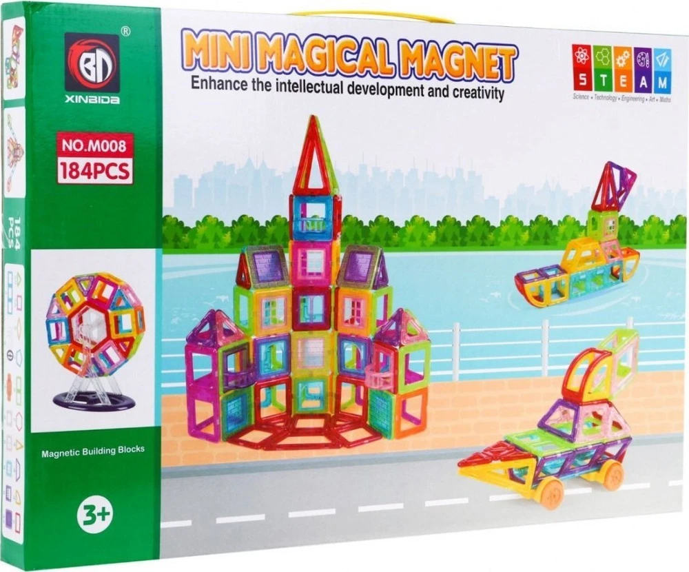 Ramiz Magnetinių kaladėlių MEGA rinkinys 184 elementų