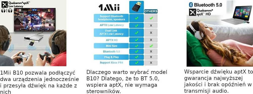 „Bluetooth“ adapteris 1Mii B10 aptX 20m
