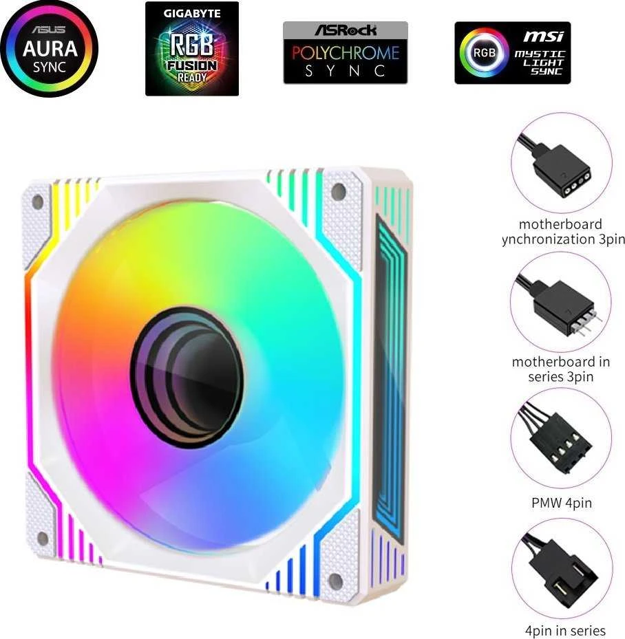 1stCOOL AURA EVO ventiliatorius su RGB ir jungčių schemomis
